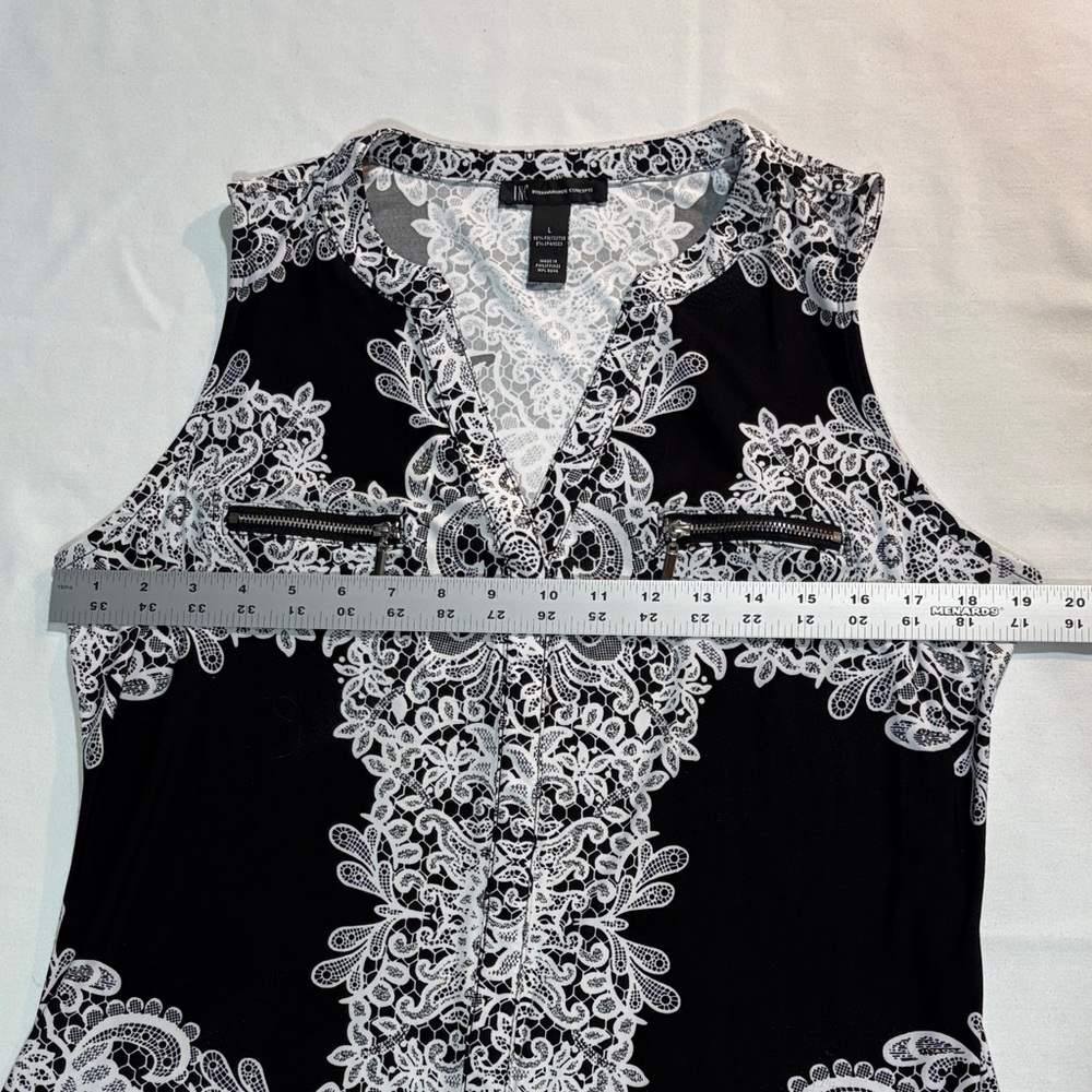 INC International Concepts Black and White Paisley Sleeveless Blouse Large - Picture 10 of 15